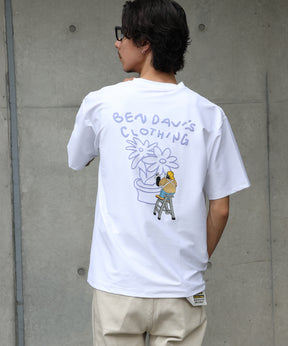 COOLER FLOWER TEE /半袖 接触冷感 オーバーサイズ クルーネック プリント ユニセックス ドロップショルダー ホワイト