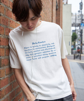 フェードメッセージショート丈Tシャツ / Tシャツ 短丈 クルーネック 半袖 ピグメント加工 古着 アソート アイボリー