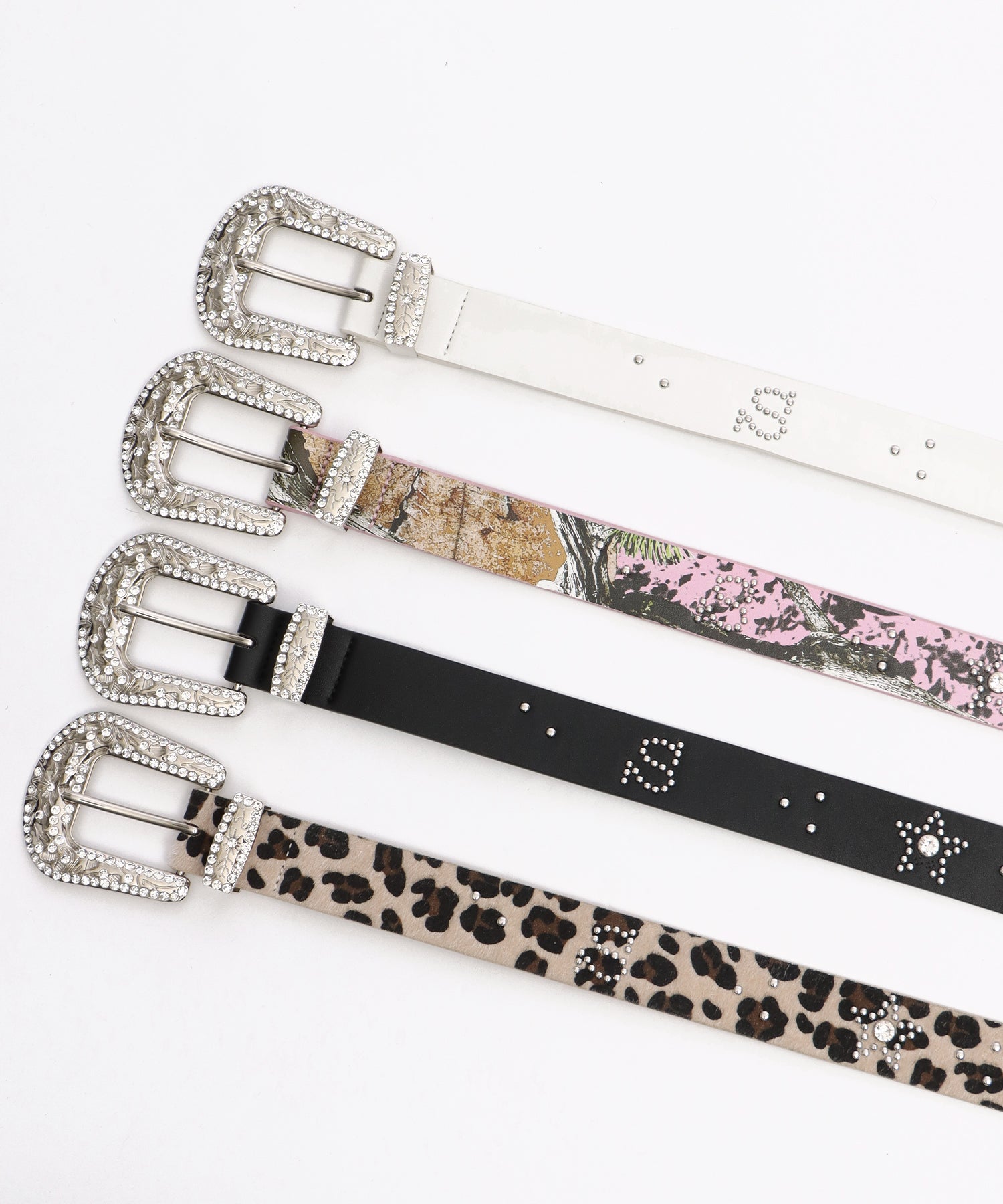 SEQUENZ RHINE STONE BELT MEN / ベルト スタッズ ストーン リアルツリー レオパード メンズ 雑貨 ホワイト