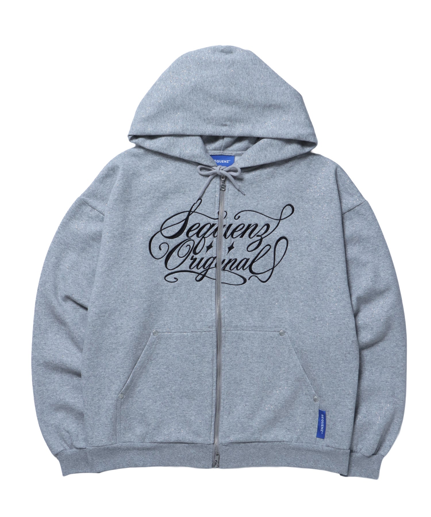 グリッター裏起毛ジップパーカー / SQNZ LOGO GLITTER ZIP P/K グレー