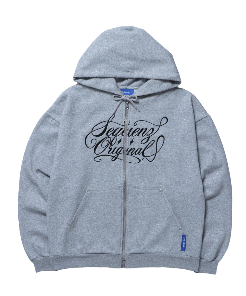グリッター裏起毛ジップパーカー / SQNZ LOGO GLITTER ZIP P/K グレー