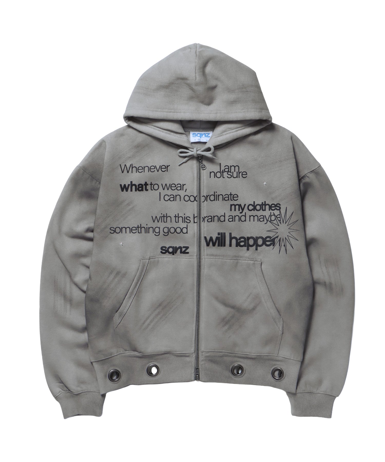 ※WEB限定 / アイレットジップパーカー / sqnz eyelet zip pk ライトグレー