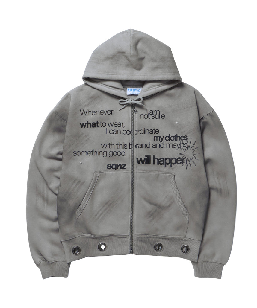 ※WEB限定 / アイレットジップパーカー / sqnz eyelet zip pk ライトグレー