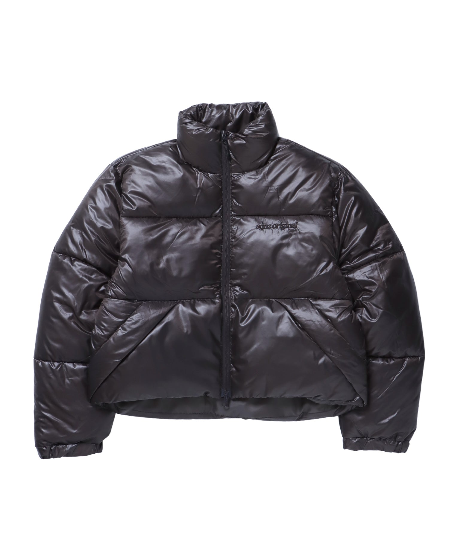 sqnz puffa short pading ladies / レディース パファ ダウン ジャケット 中綿 短丈 ドローコード ブラウン