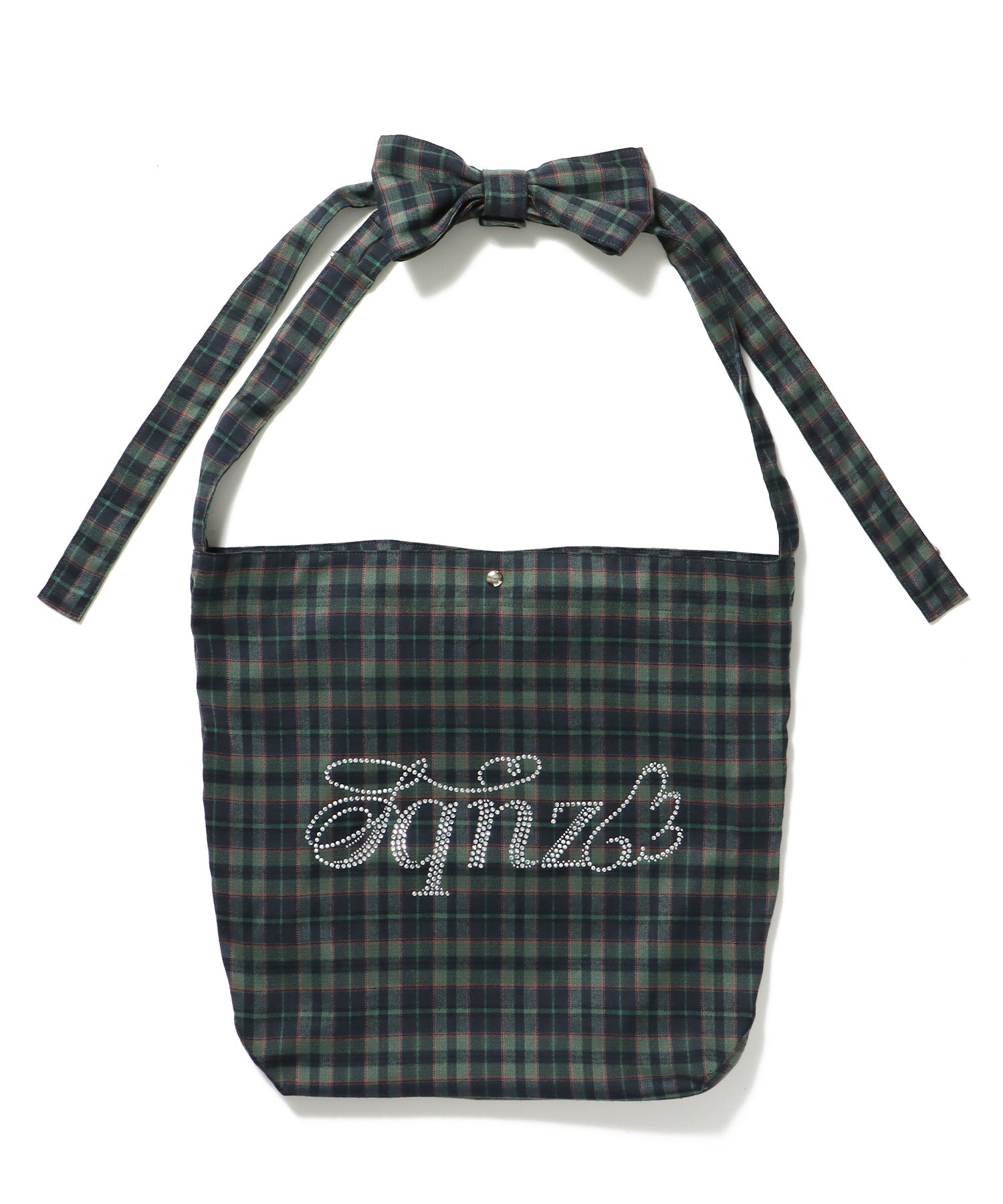 ≪予約商品≫sqnz favorite kira-kira totebag / ラインストーン バック チェック柄 2way ユニセックス グリーン