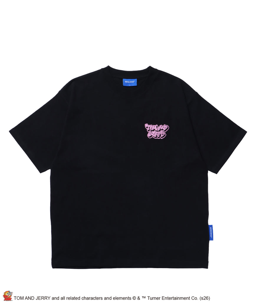 TJ SKATE BOARD TEE / トムとジェリー Tシャツ 半袖 クルーネック プリント オーバーサイズ ブラック