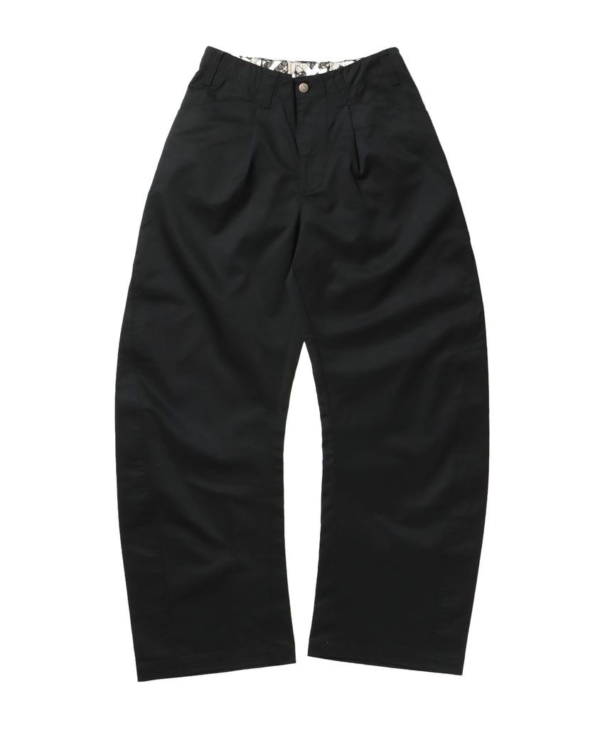 CURVE BUGGY WORK PANTS / パンツ ボトムス カーブ タック ワンポイント ツイル ブラック