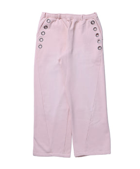 《予約商品》sqnz fade sweat pants / スウェット パンツ 加工 ハトメ スタッズ 裏起毛≪SET UP着用可能≫ ピンク