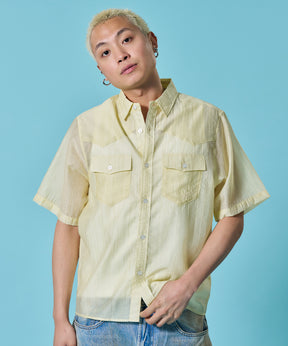 ≪予約商品≫※WEB限定 / ウエスタン半袖シャツ / sqnz western sheer shirts レモンイエロー
