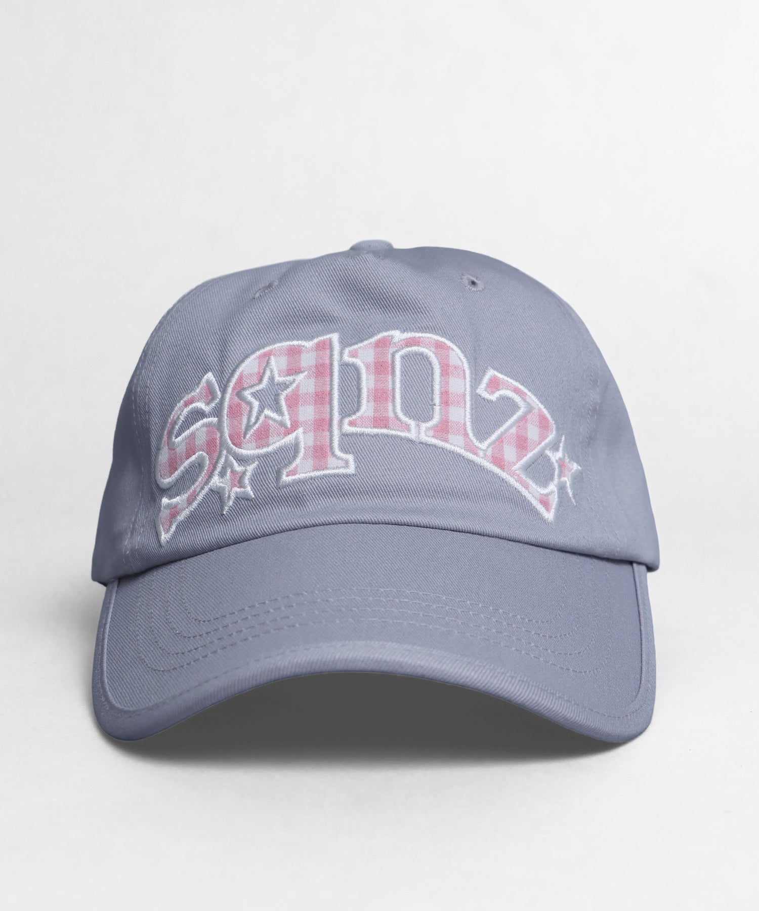 ≪予約商品≫sqnz gingham logo cap / キャップ 帽子 ワッペン ベースボール ユニセックス 刺繍 グレー