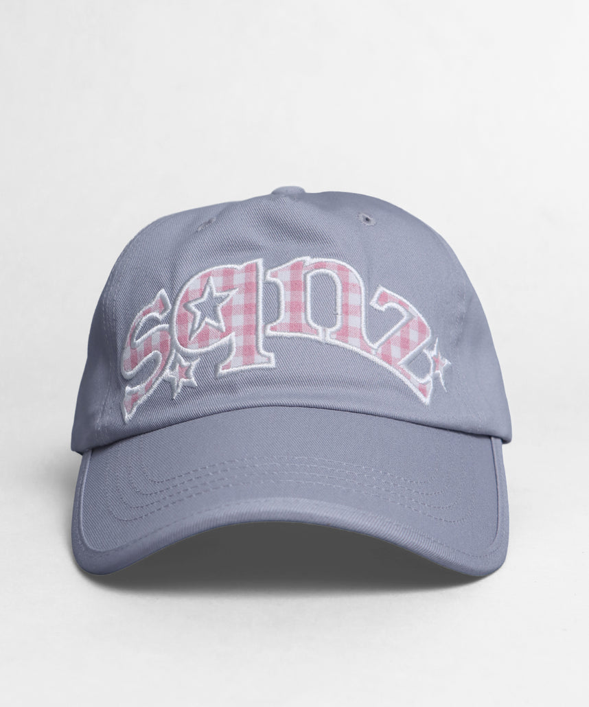 ≪予約商品≫sqnz gingham logo cap / キャップ 帽子 ワッペン ベースボール ユニセックス 刺繍 グレー