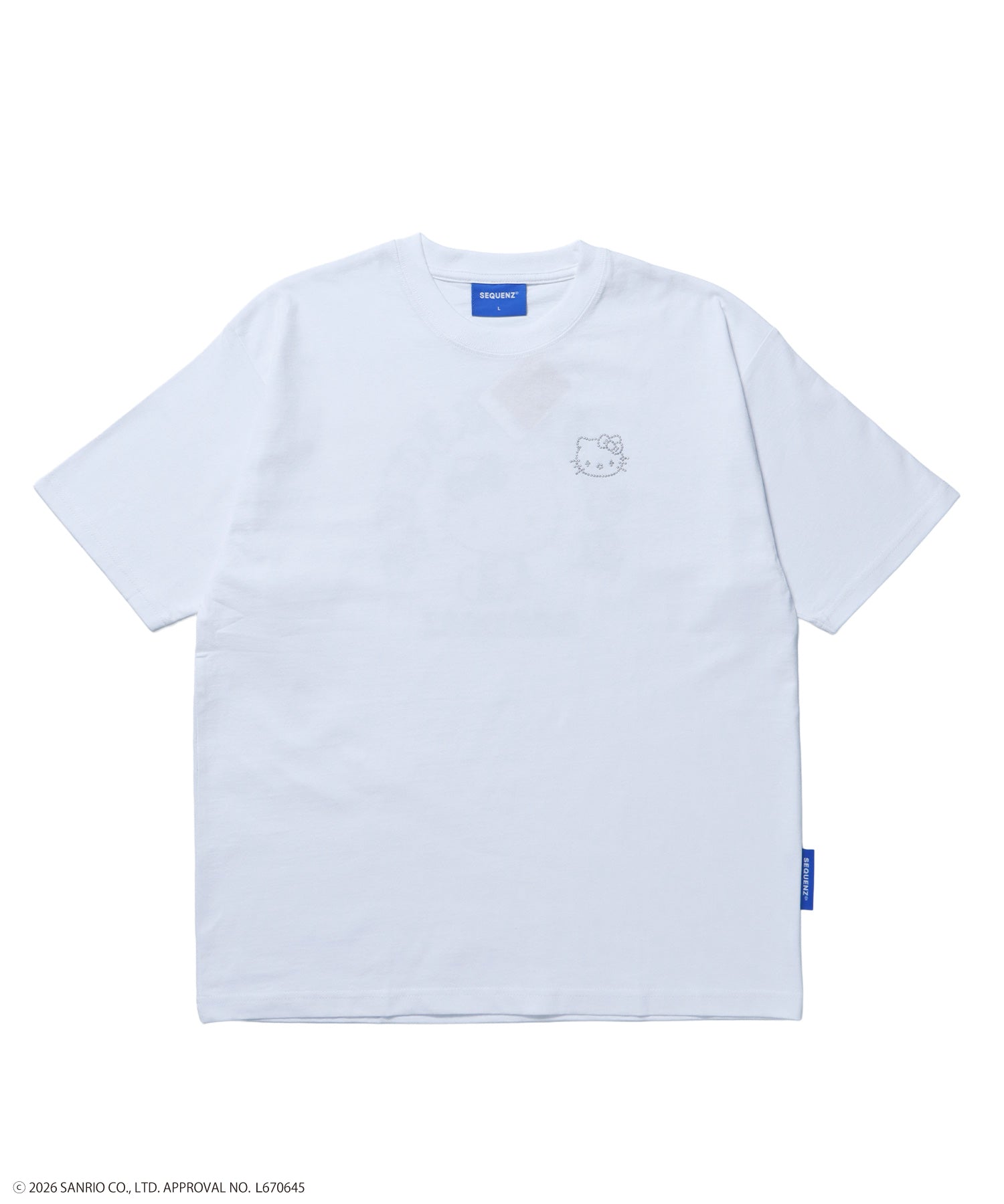 HK CIRCLE LOGO TEE / ハローキティ キティちゃん 半袖 クルーネック プリント ワンポイント ラインストーン プリント ホワイト