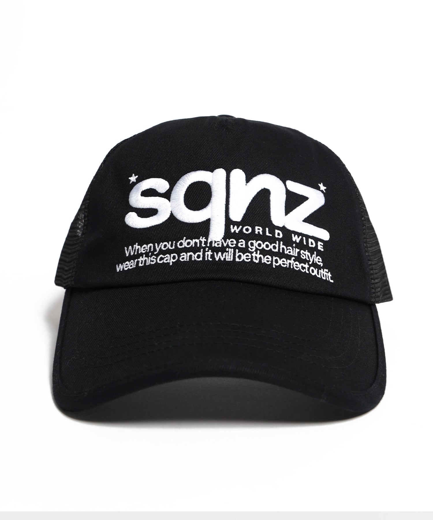 ※WEB限定 / 刺繍 / メッシュキャップ / sqnz mesh logo cap ブラック