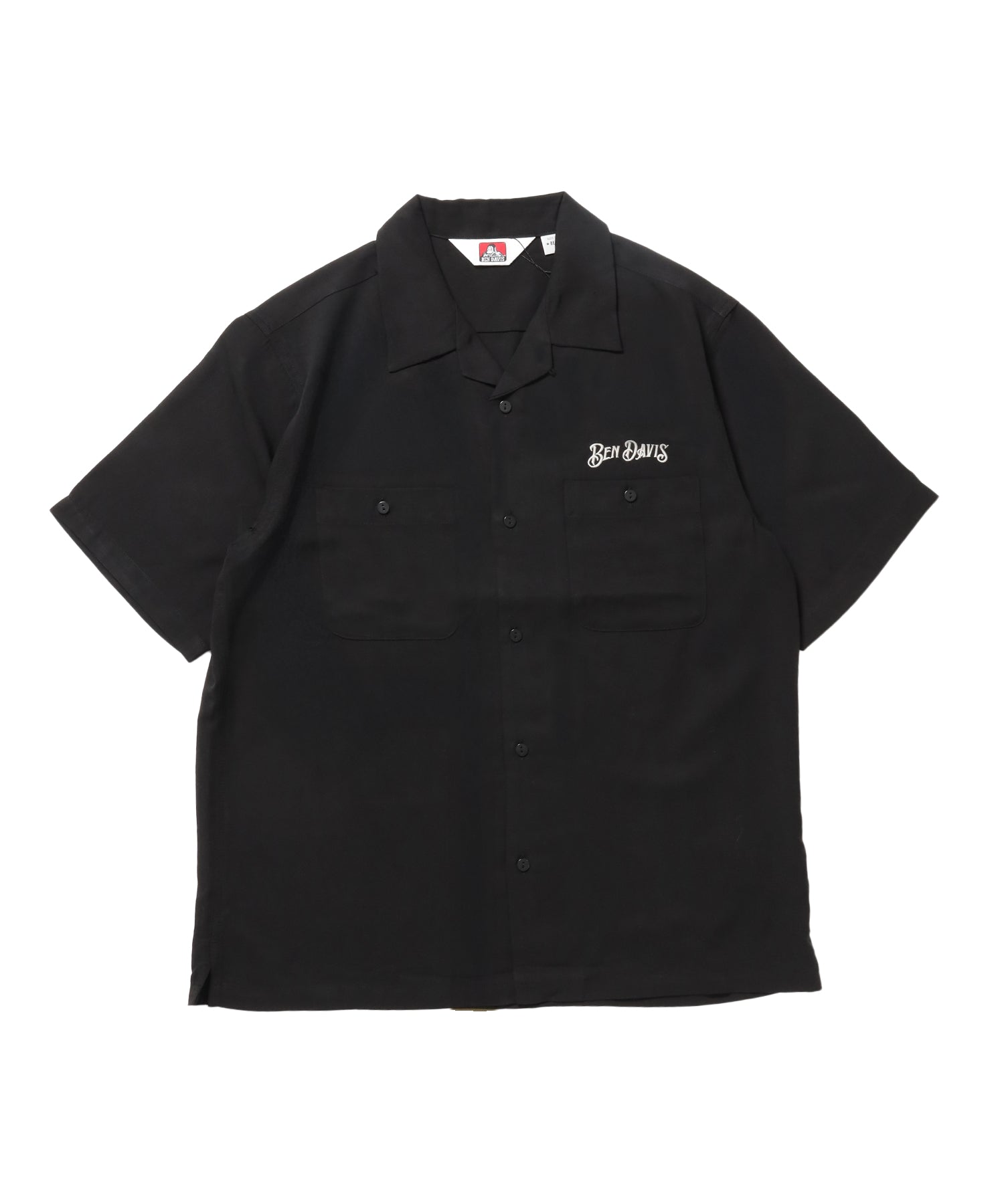 SOUVENIR EMB O/C SHIRT / 半袖 シャツ 刺繍 オープンカラー ヴィンテージライク ブラック