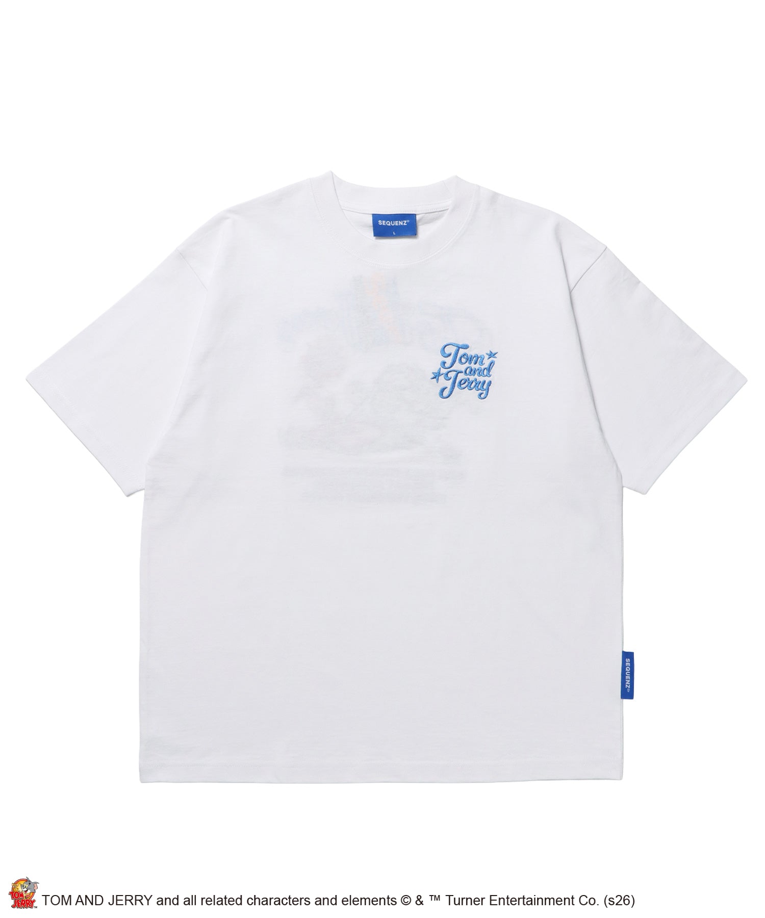 TJ SWIMMING EMB. TEE / トムとジェリー 半袖 クルーネック 刺繍 ワンポイント ユニセックス オーバーサイズ レイヤード ホワイト