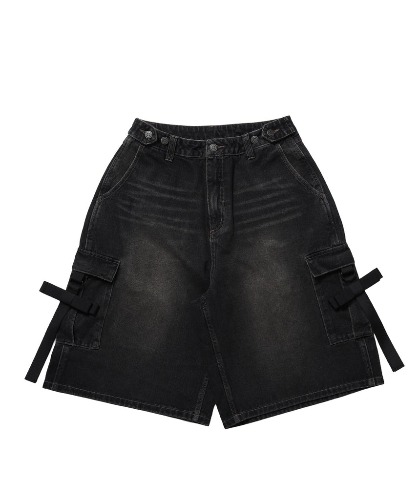 ※WEB限定 / レディースリボンデニムショートパンツ / sqnz ribbon denim shorts ブラック