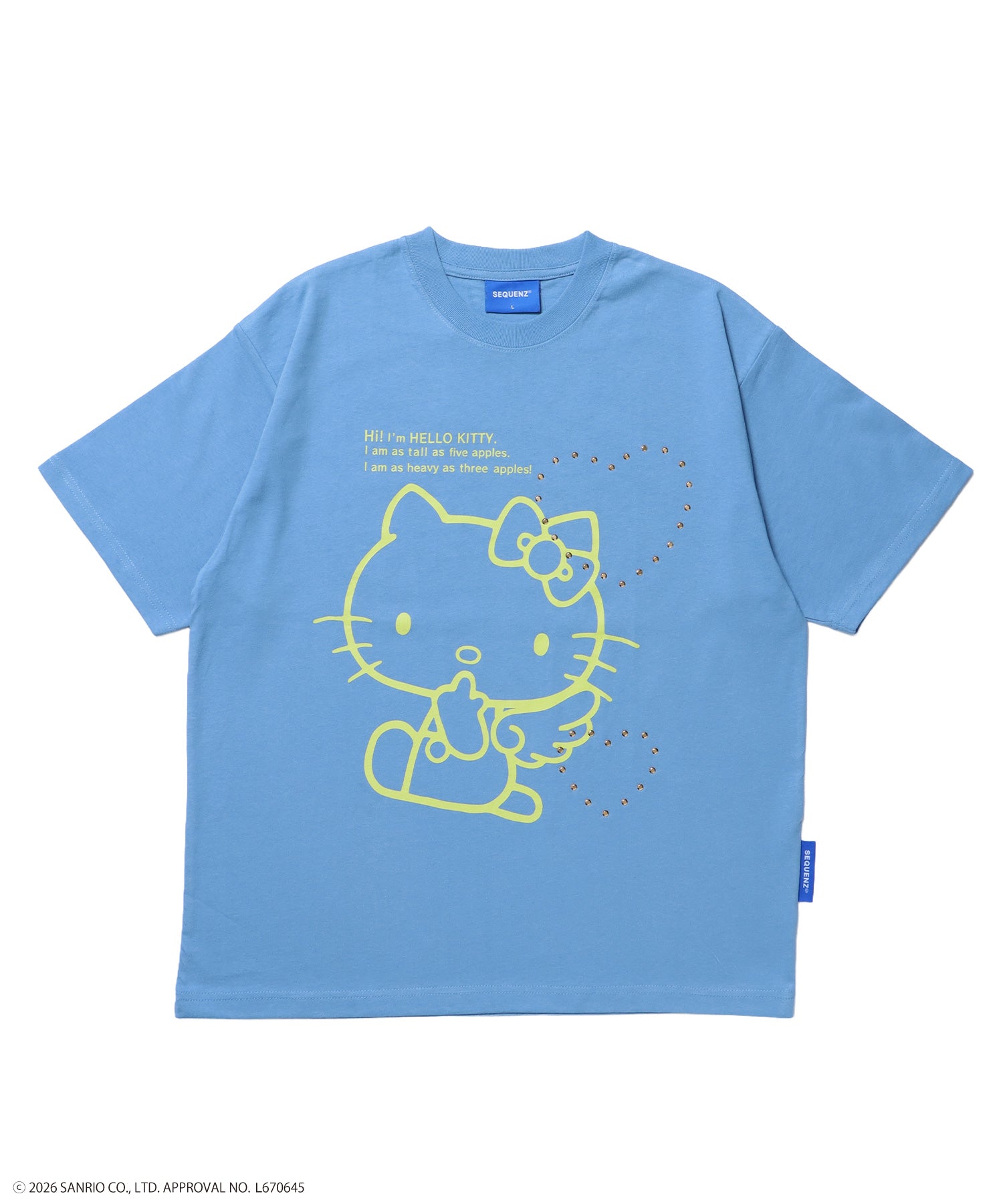 HK LOVE SEQUENZ TEE / ハローキティ キティちゃん 半袖 クルーネック プリント ワンポイント ラインストーン ブルーグレー