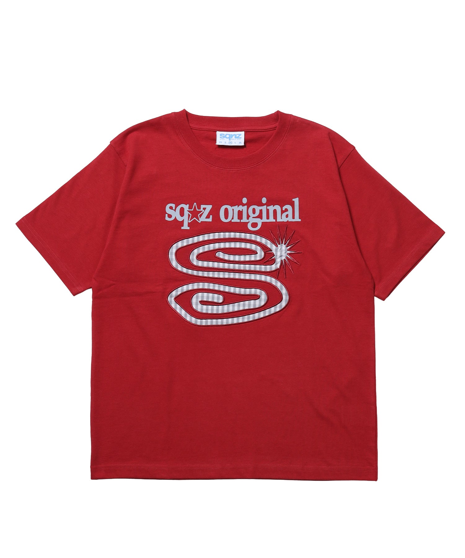 ※WEB限定 / ぐるぐるワッペン半袖Tシャツ / sqnz guru-guru patchwork tee レッド