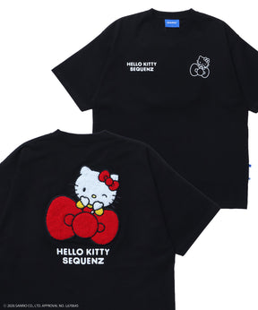 HK EMBROIDERY KITTY TEE / ハローキティ キティちゃん 半袖 クルーネック プリント ワンポイント 刺繍 ブラック