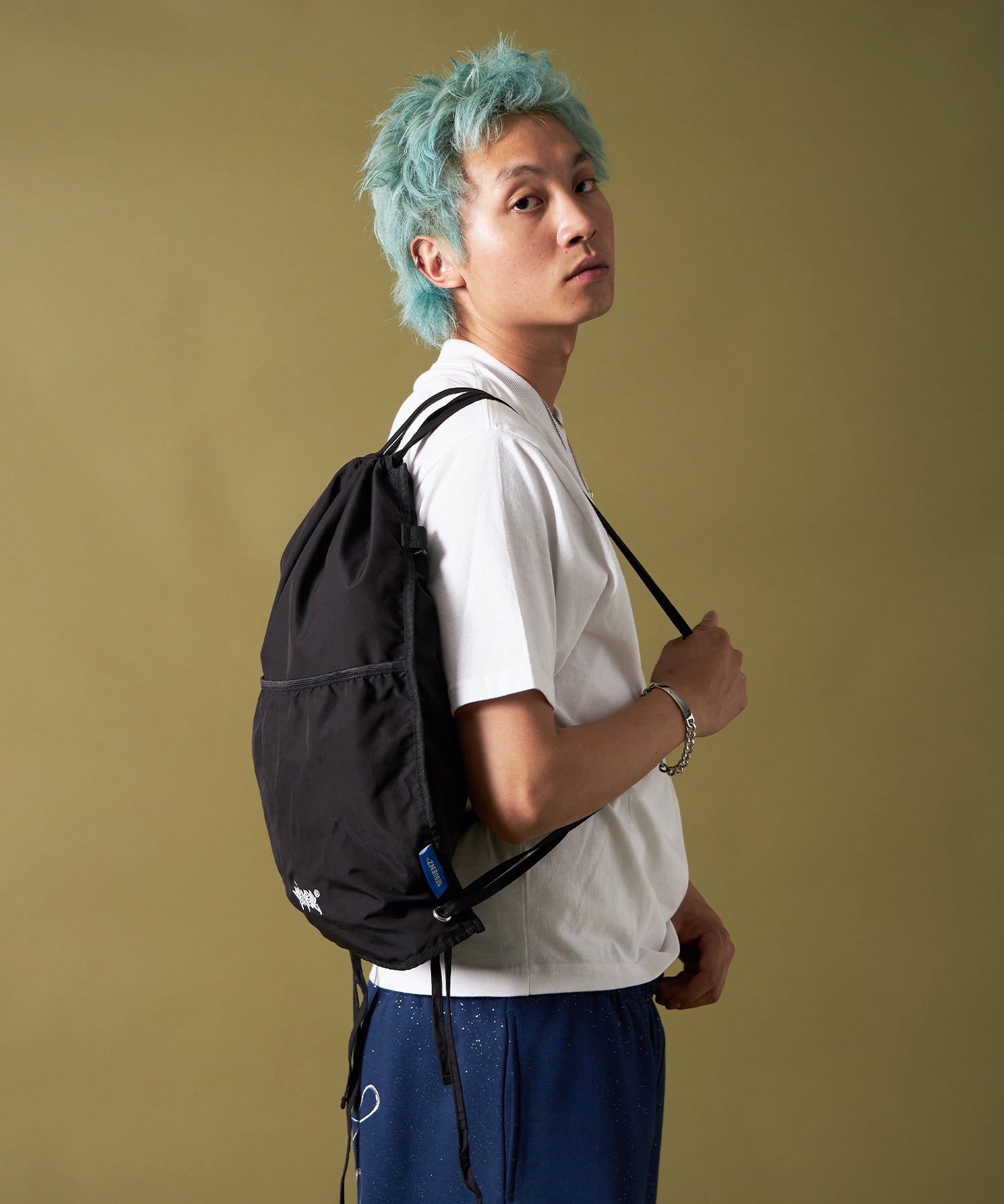 2 FACE STRING KNAPSACK / リバーシブル テック ナップサック ブランドロゴ ブラック