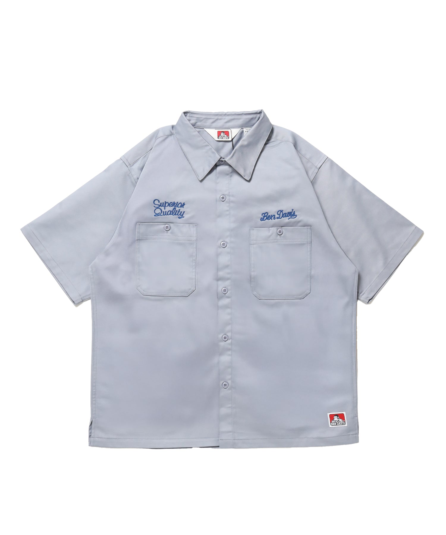 RACER S/S WORK SHIRT / 半袖 シャツ ワーク レギュラーカラー ボックスシルエット ライトグレー