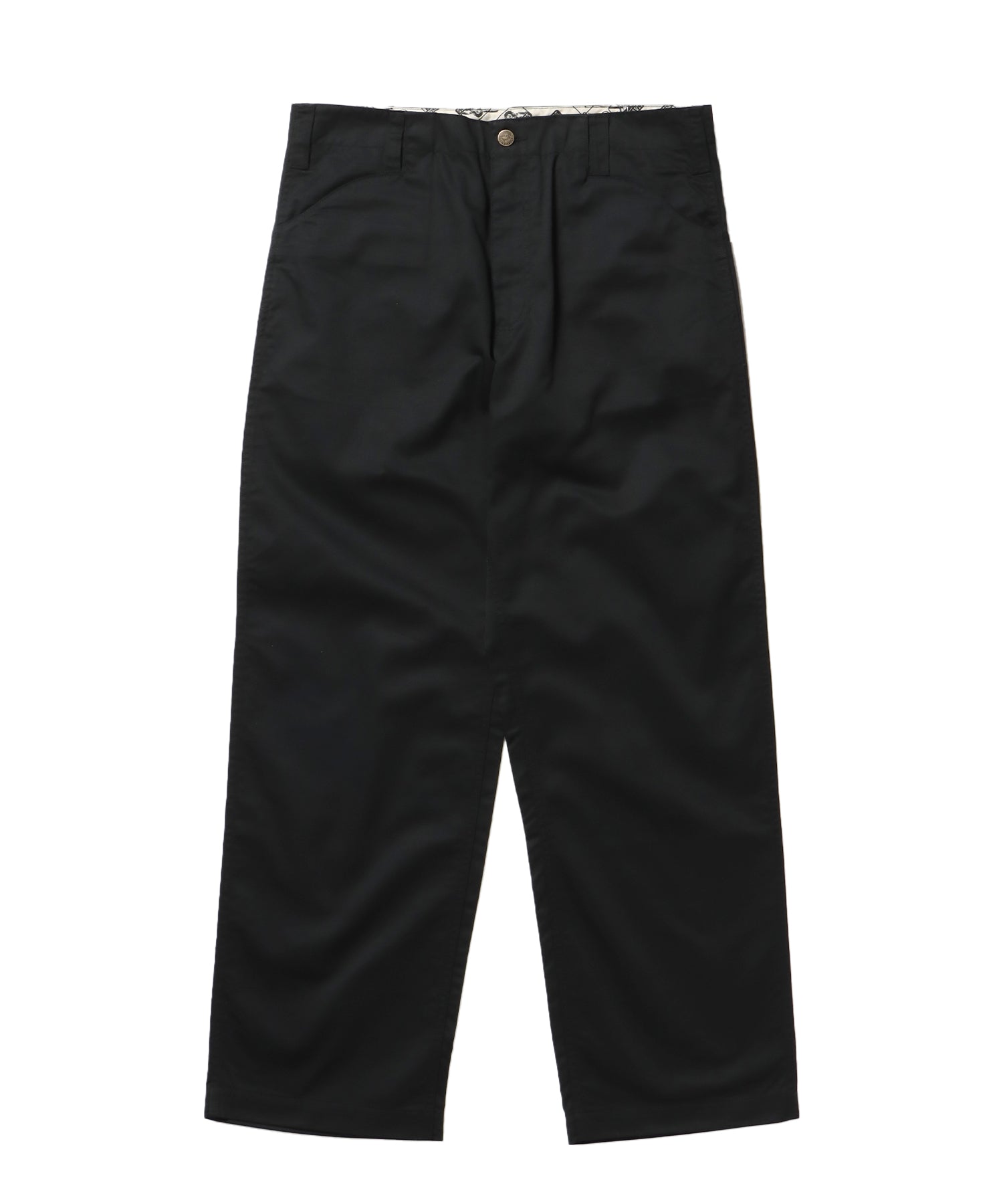 BA01 LITE WORK PANTS / パンツ ボトムス カーブ ワイド ワンポイント ツイル ブラック