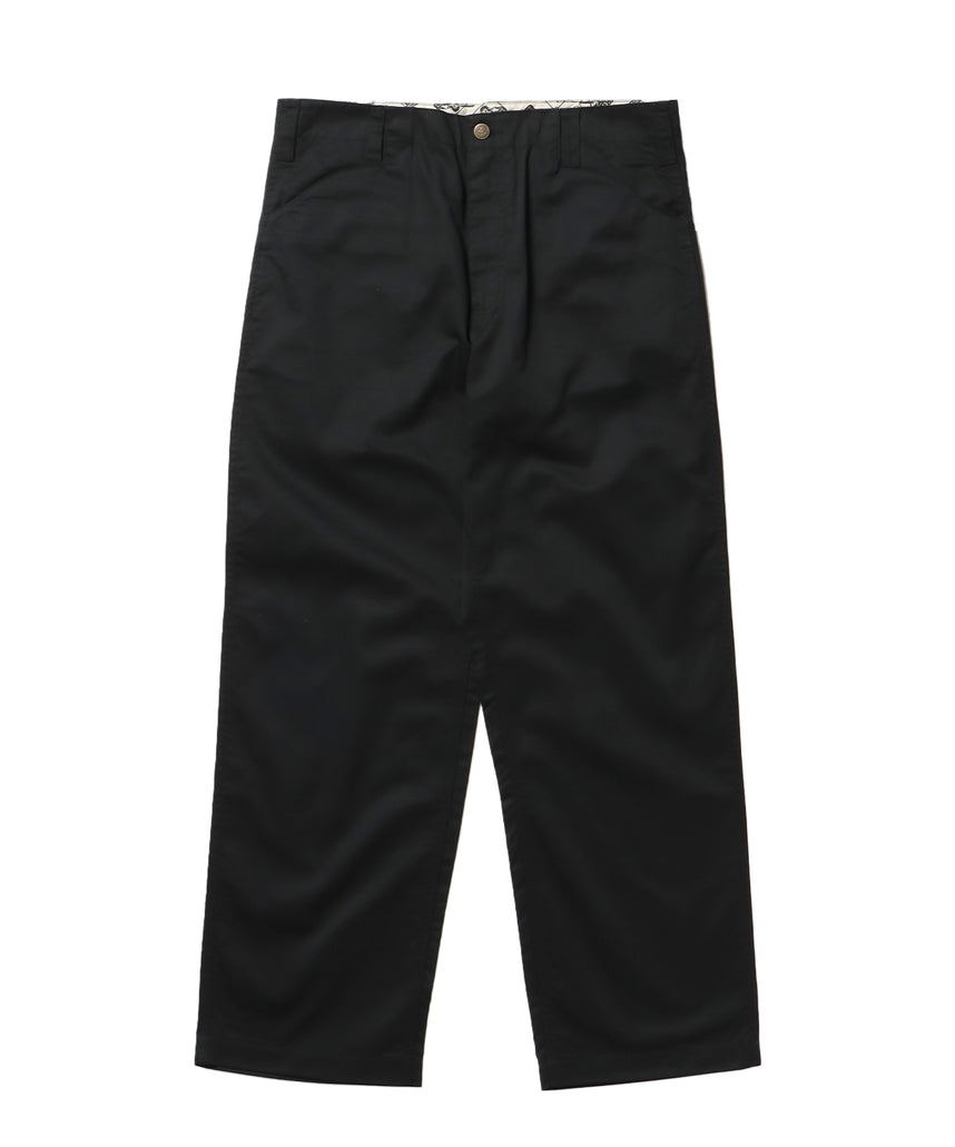 BA01 LITE WORK PANTS / パンツ ボトムス カーブ ワイド ワンポイント ツイル ブラック