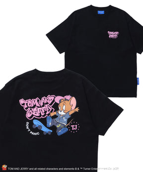 TJ SKATE BOARD TEE / トムとジェリー Tシャツ 半袖 クルーネック プリント オーバーサイズ ブラック