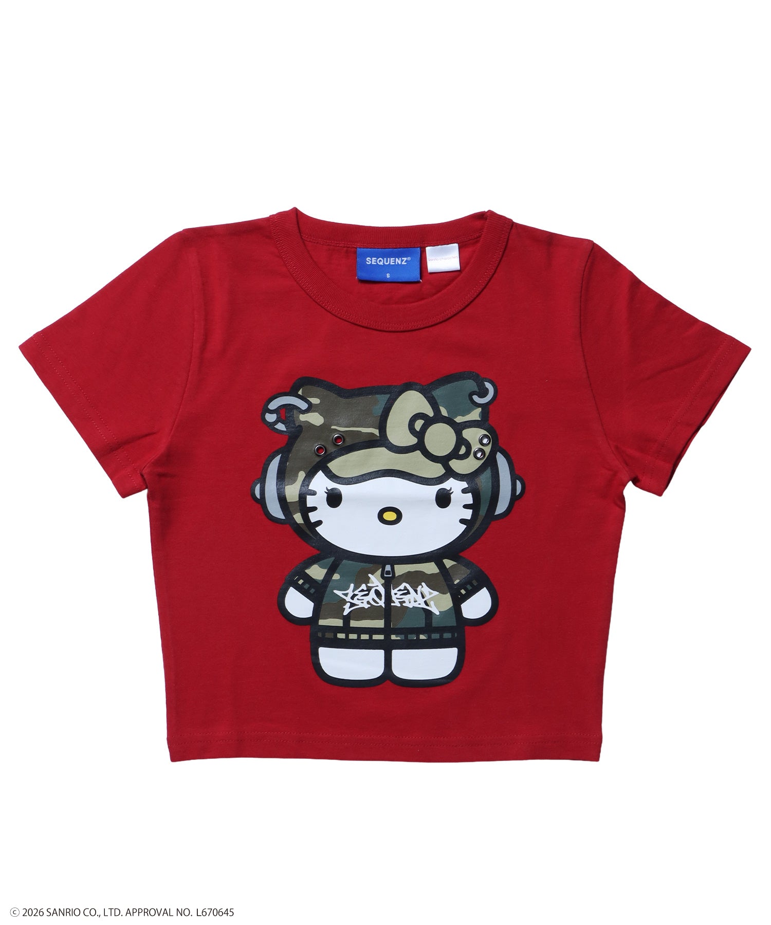 HK EYELET TEE / ハローキティ キティちゃん 半袖 クルーネック プリント ワンポイント ハトメ レッド