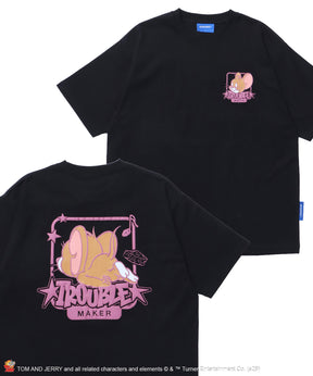TJ BACK STYLE JERRY TEE / トムとジェリー Tシャツ 半袖 クルーネック プリント オーバーサイズ ブラック