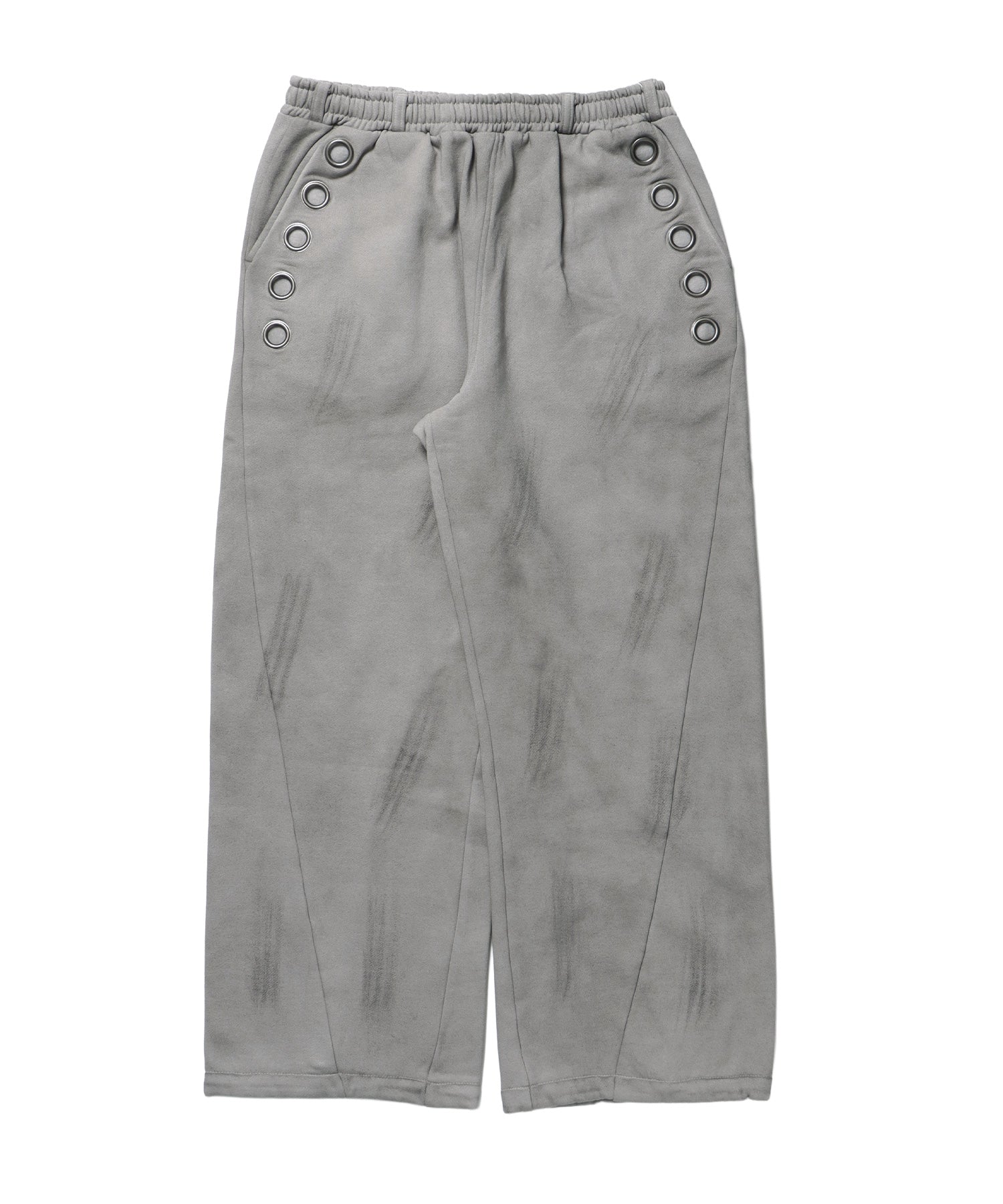 sqnz fade sweat pants / スウェット パンツ 加工 ハトメ スタッズ 裏起毛≪SET UP着用可能≫ ライトグレー
