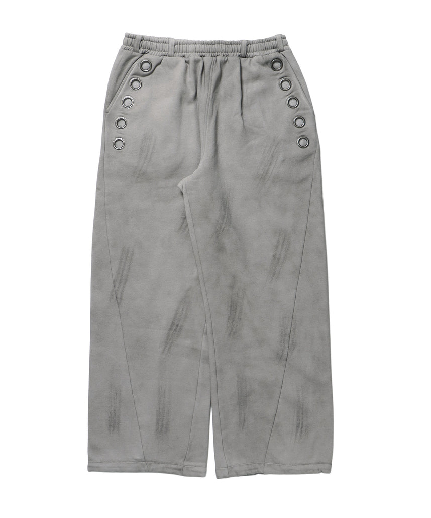sqnz fade sweat pants / スウェット パンツ 加工 ハトメ スタッズ 裏起毛≪SET UP着用可能≫ ライトグレー