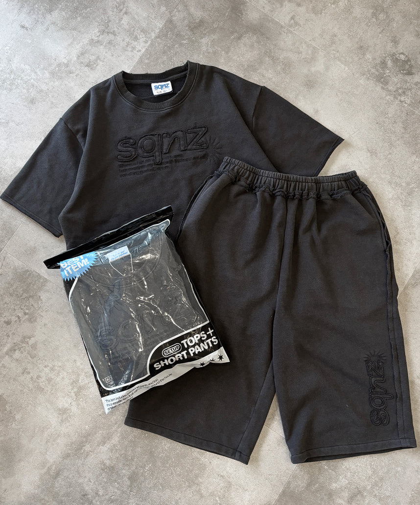 sqnz applique pack set up / Tシャツ ワッペン クルーネック オーバーサイズ ワンポイント ブラック