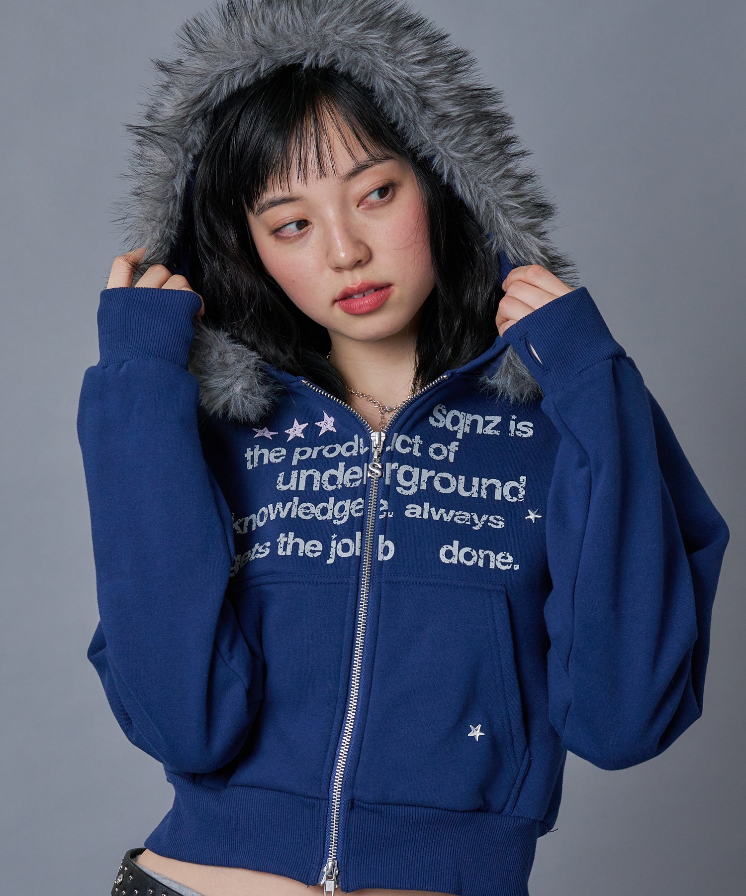 XQST PUSH P パーカー sqnz（エスキュンズ）】sqnz fur zip pk / レディース ファー ジップ