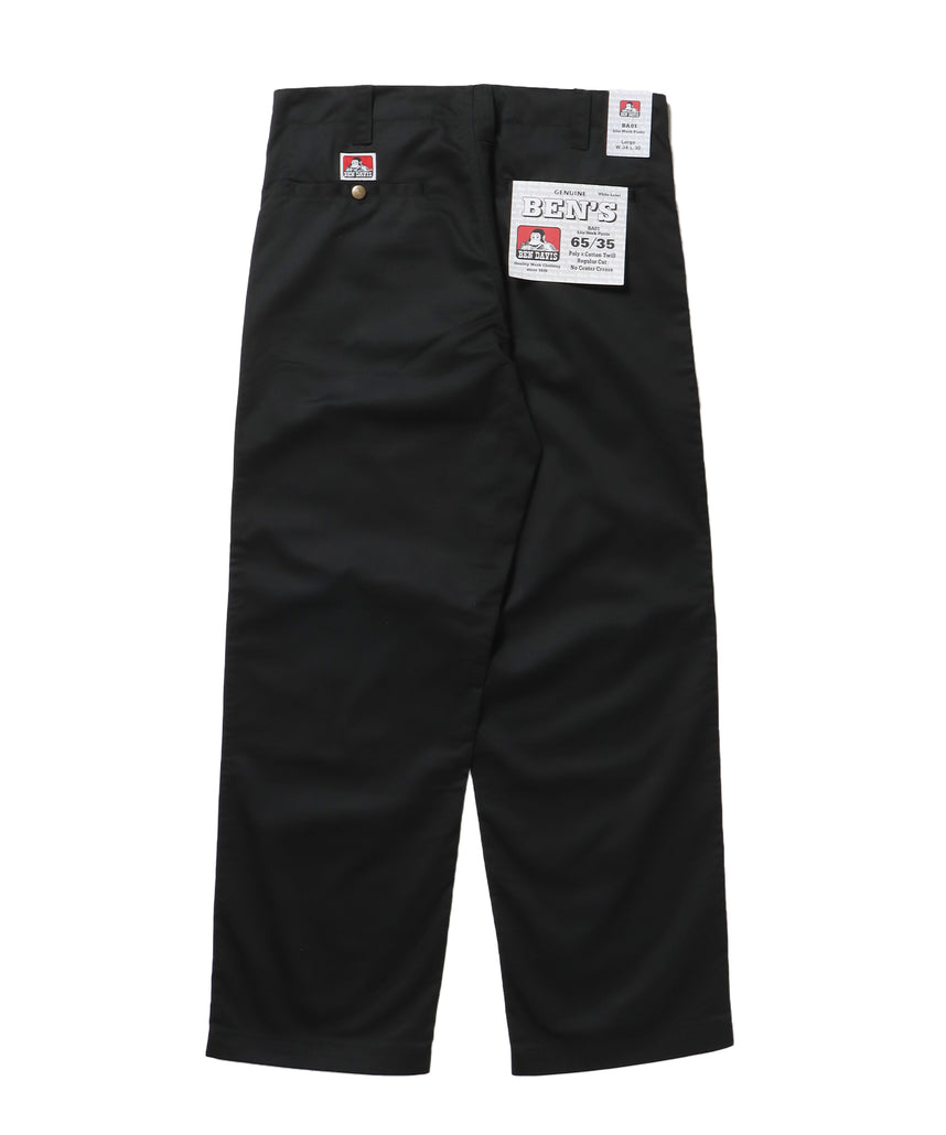 BA01 LITE WORK PANTS / パンツ ボトムス カーブ ワイド ワンポイント ツイル ブラック