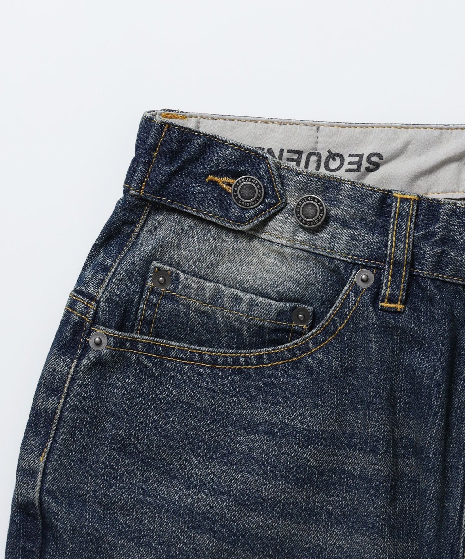 ※WEB限定 / ワイドデニムパンツ / sqnz seam design applique denim ネイビー