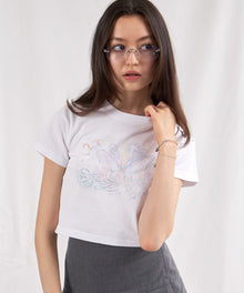 sqnz ladies tee / Tシャツ 半袖 クルーネック レディース チビT ピチT ホワイト