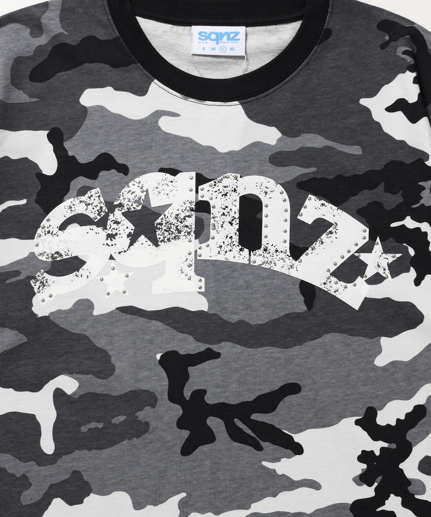 ※WEB限定 / ユニセックス / ロゴ加工風スタッズ半袖Tシャツ / sqnz studs faint logo tee / 柄84
