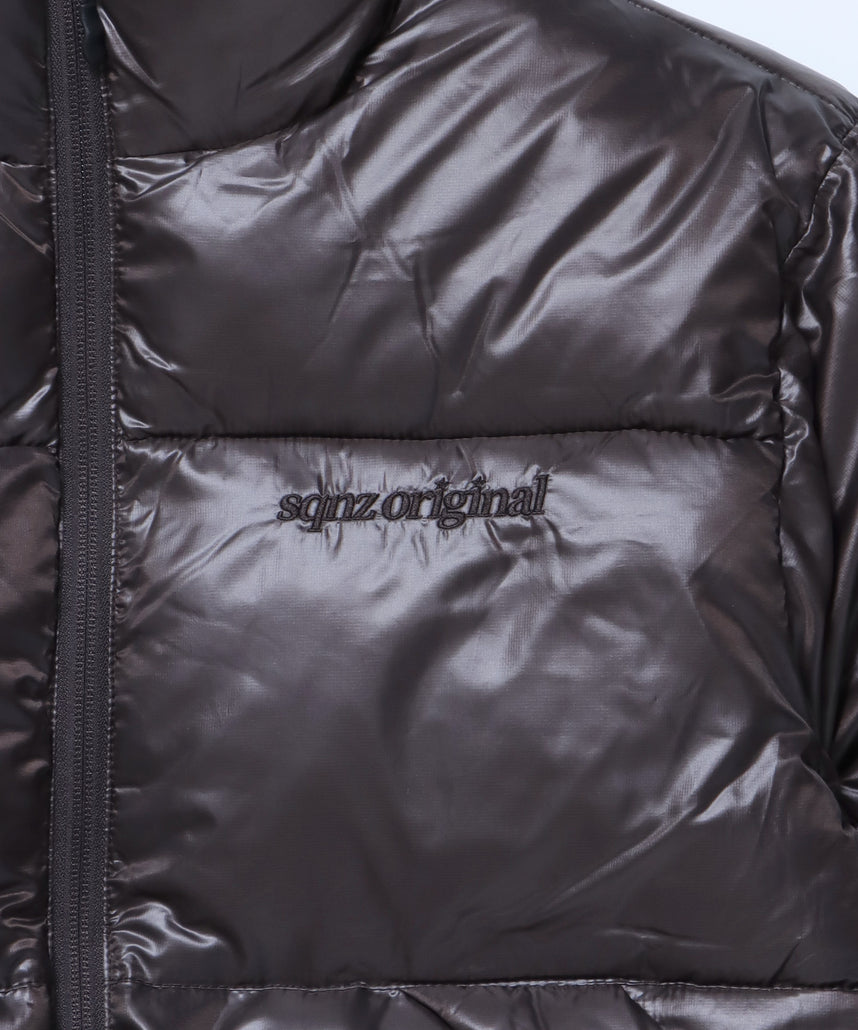 sqnz puffa short pading ladies / レディース パファ ダウン ジャケット 中綿 短丈 ドローコード ブラウン