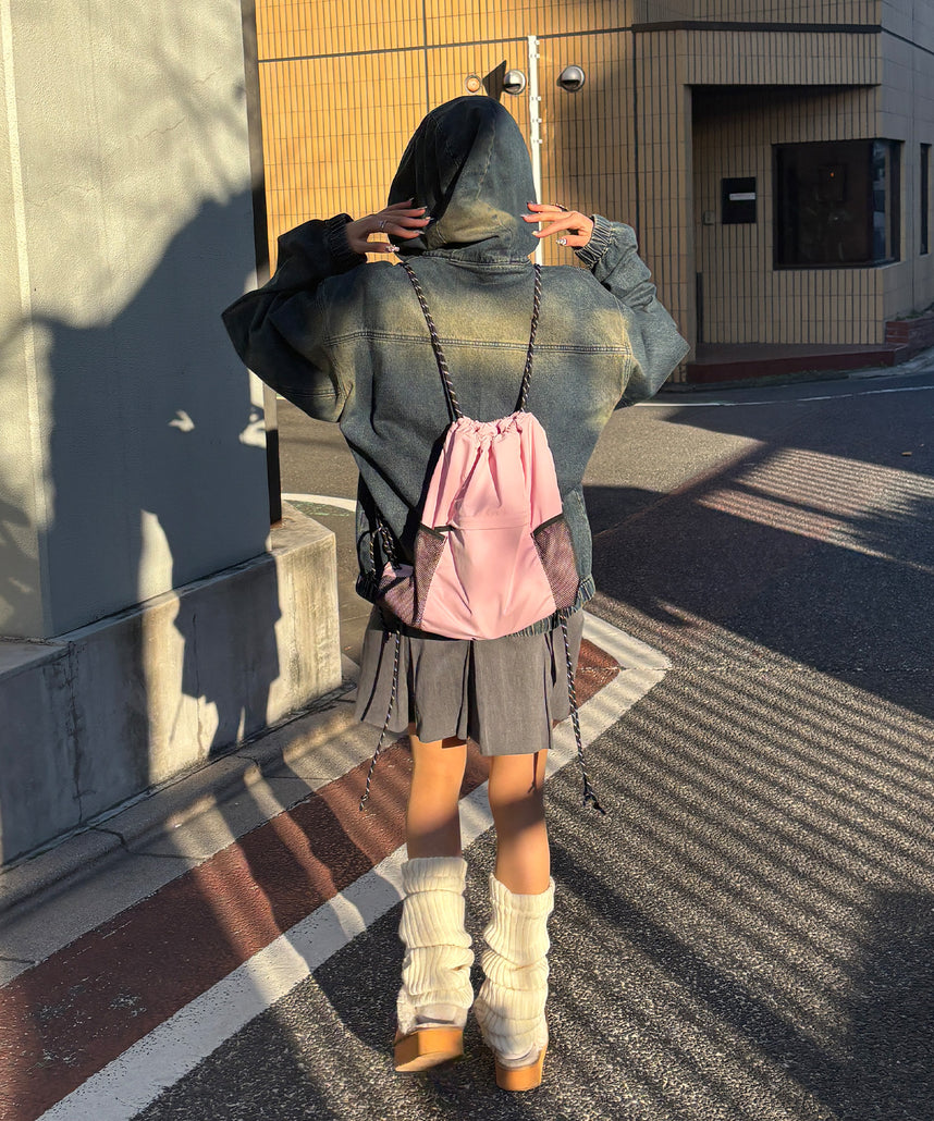 DAILY TECH KNAPSACK / ナップサック テック バック ドローコード ライトピンク
