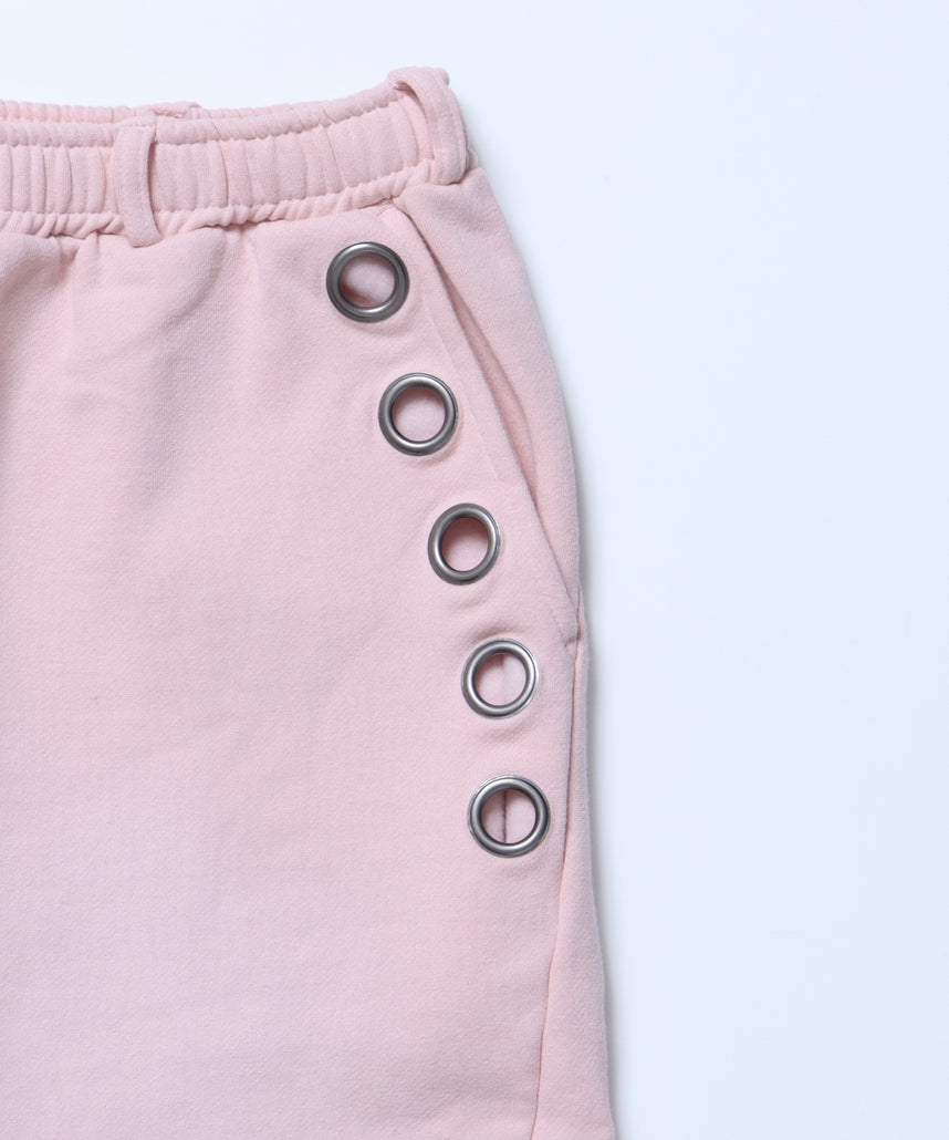 sqnz fade sweat pants / スウェット パンツ 加工 ハトメ スタッズ 裏起毛≪SET UP着用可能≫ ピンク