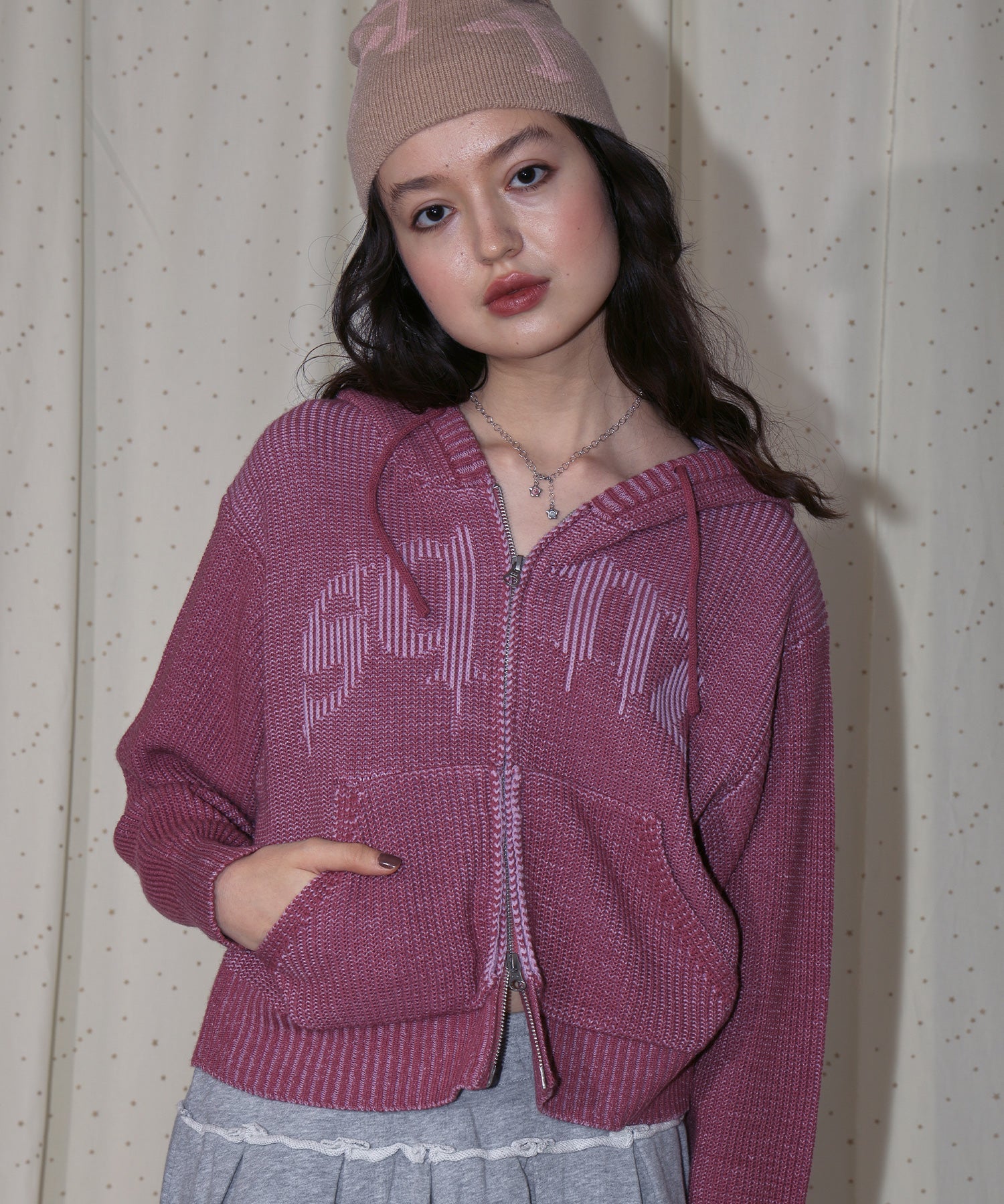 sqnz（エスキュンズ）】sqnz knit zip p/k / ニット ジップパーカー