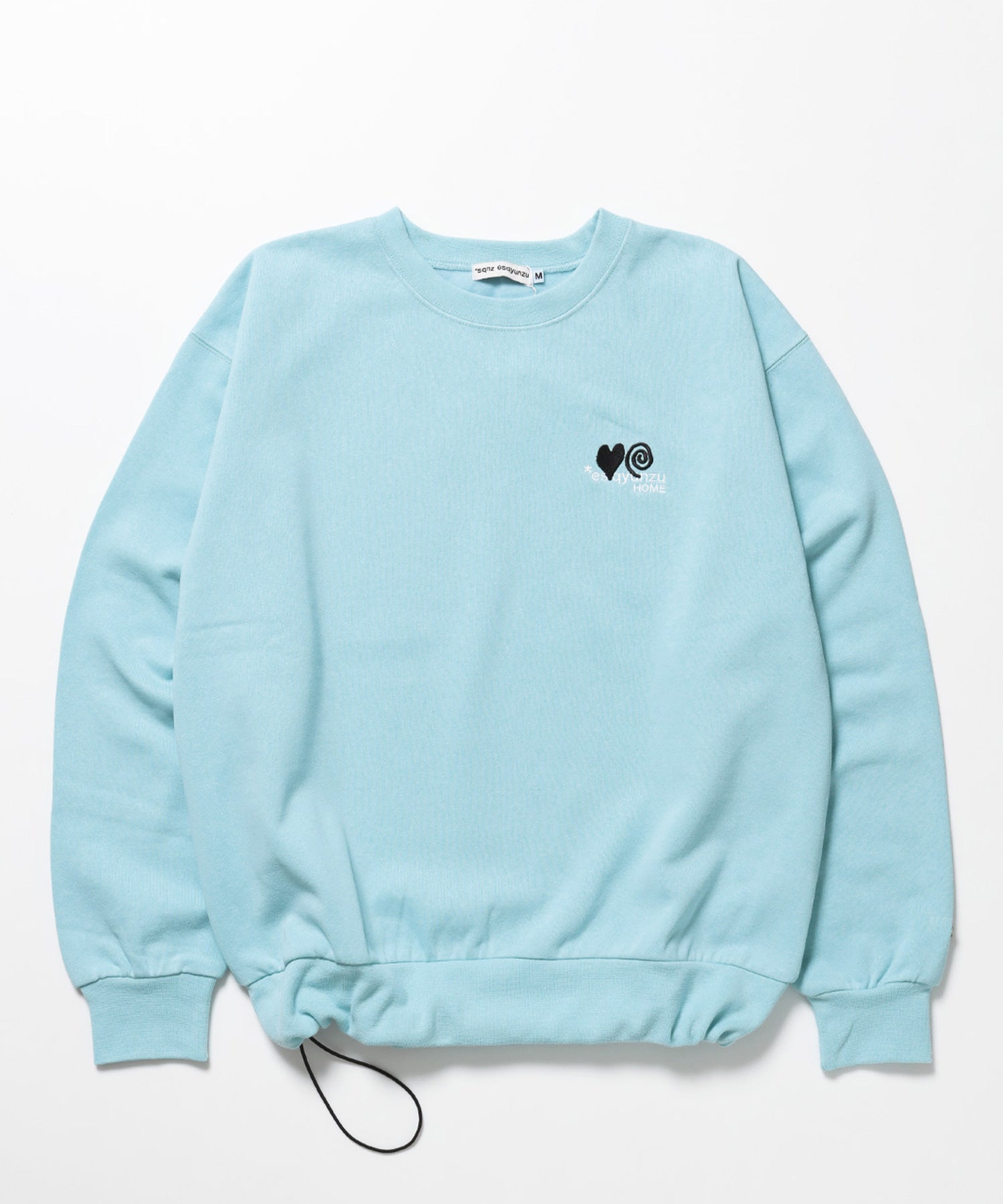 ※WEB限定 サークルハート刺繍裏起毛スウェット / sqnzU basic logo c/n ターコイズブルー