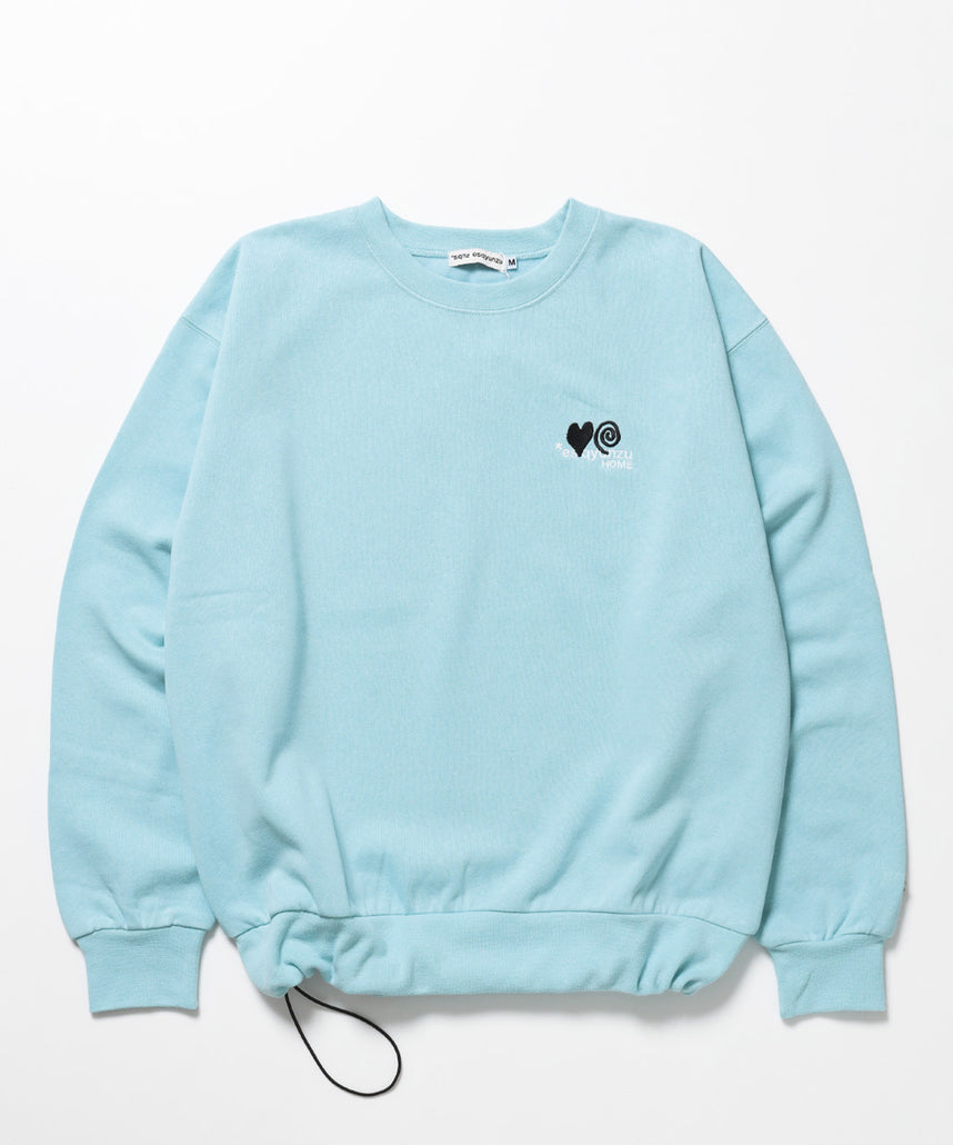 ※WEB限定 サークルハート刺繍裏起毛スウェット / sqnzU basic logo c/n ターコイズブルー