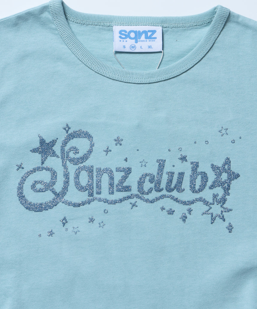 ※WEB限定 / レディースラメプリントTシャツ / sqnz side shearing glitter tee グリーン