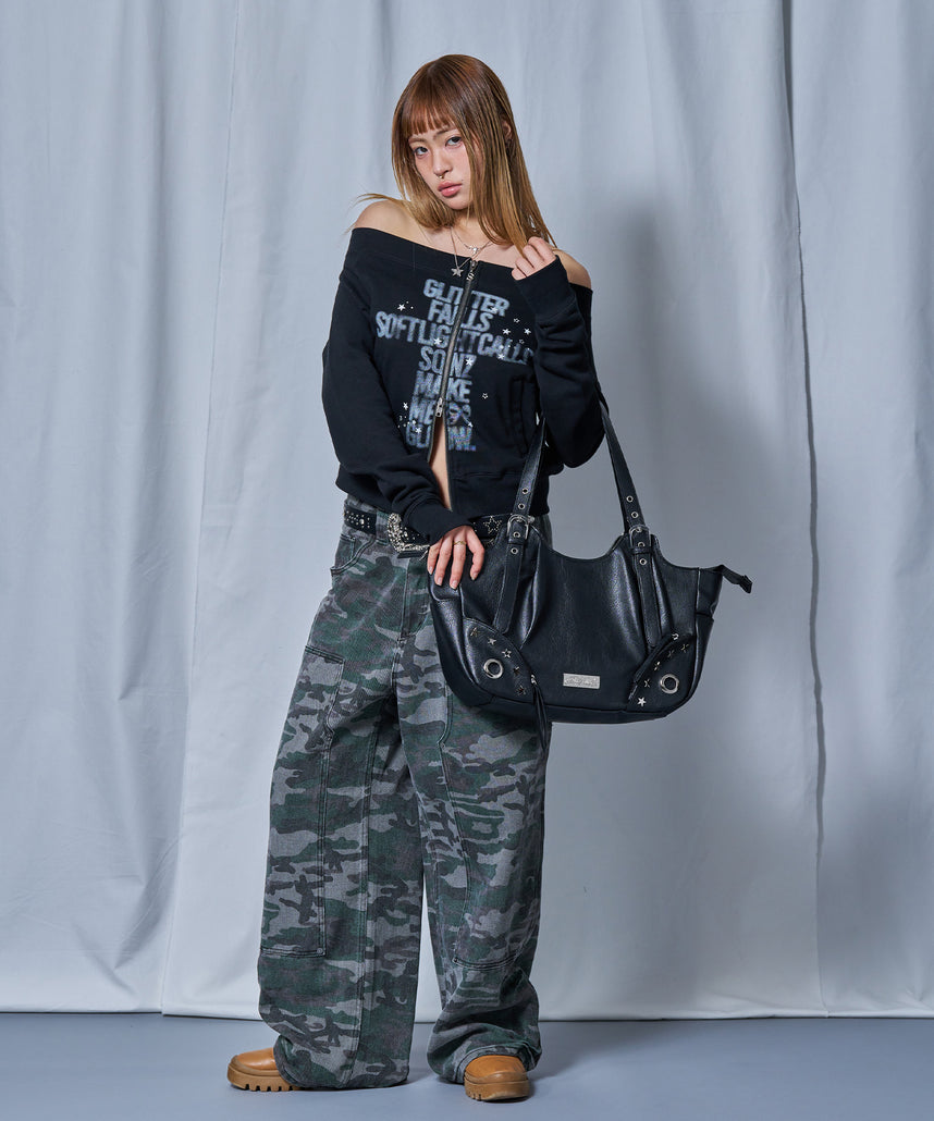 ※WEB限定 / スタースタッズ&ハトメハンドバッグ / sqnz star eyelet bag ブラック