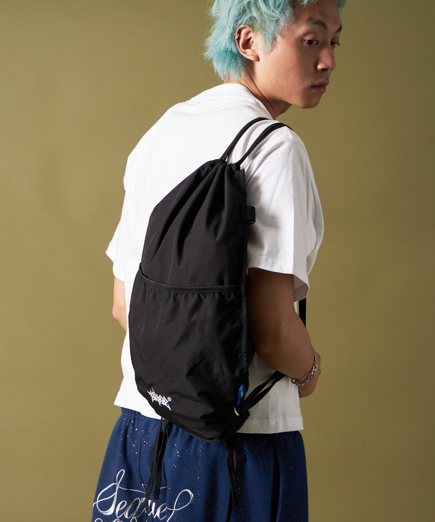 2 FACE STRING KNAPSACK / リバーシブル テック ナップサック ブランドロゴ ブラック