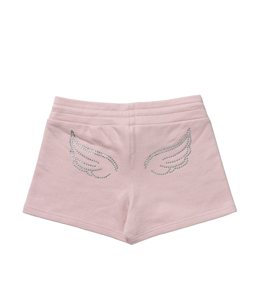 ≪予約商品≫sqnz glitter mini pants / レディース ショートパンツ ボトムス ラインストーン 裏毛 【セットアップ着用可能】 ライトピンク