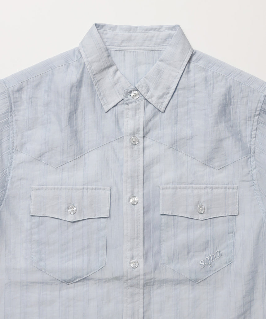 ※WEB限定 / ウエスタン半袖シャツ/sqnz western sheer shirts ライトブルー