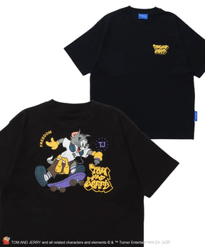 TJ SKATE BOARD TEE / トムとジェリー Tシャツ 半袖 クルーネック プリント オーバーサイズ ブラック系その他